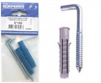 Шуруп-костыль удлиненный 6*100 с дюбелем 10 (2 шт BL) (цена за уп) НАКРЕПКО 103907