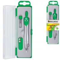 Готовальня BRAUBERG &quot;Klasse&quot;, 3предм.: циркуль 115 мм, грифель, точилка, пенал с подвесом, 210328