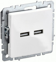 IEK BRITE мех. роз. СУ USB A+A 3,1А РЮ10-1-БрБ бел. BR-U21-D31-K01