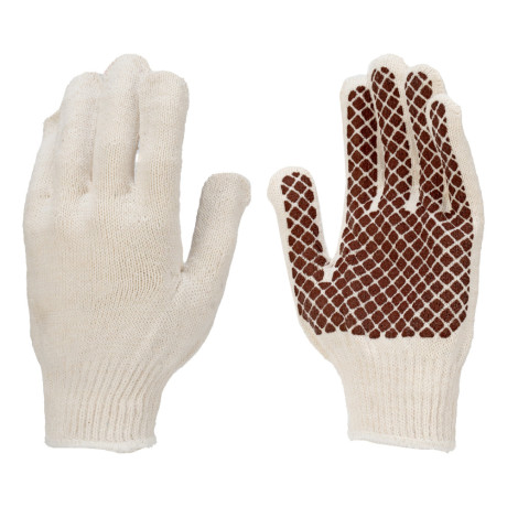 Перчатки трикотажные, ПВХ гель шахматный облив, оверлок Сибртех