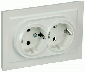 IEK BRITE роз. СУ 2 мест. земля  16А РС12-3-БрЖ жемч. BR-R21-16-K36-F