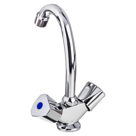 СоюзКран Смеситель для кухни, поворотный излив 20см, керам. кран-буксы 1/2, хром, цинк, SK01-T207