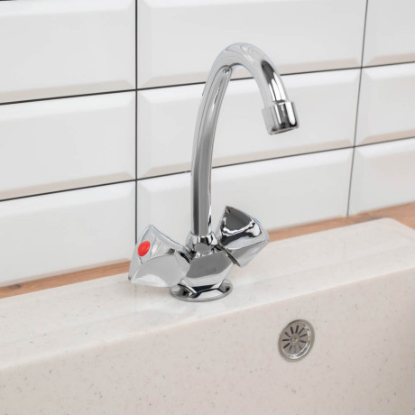 СоюзКран Смеситель для кухни, поворотный излив 20см, керам. кран-буксы 1/2, хром, цинк, SK01-T207