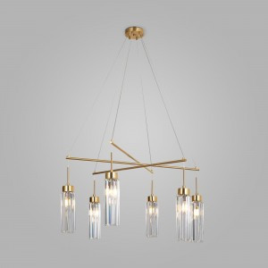 EUROSVET св-к подвес. 6x60W E14 770x770 латунь хруст.прозрач. 60163/6 Умный дом Gilian a065757