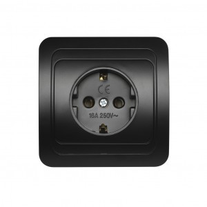 Smartbuy Марс роз. СУ 1-местная с заземлением 16А черная  (SBE-02b-16-S1-Z-c)