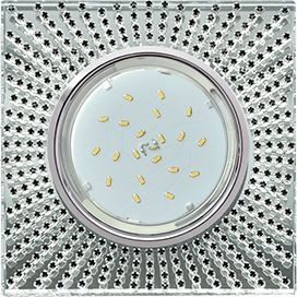 Ecola GX53 H4 св-к Стекло Квадрат c черными стразами хром-хром фон зерк. 40x123 FB53SGECB (10!)