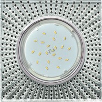 Ecola GX53 H4 св-к Стекло Квадрат c черными стразами хром-хром фон зерк. 40x123 FB53SGECB (10!)