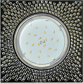 Ecola GX53 H4 св-к Стекло Квадрат c прозр. мозаикой черн. фон хром 40x123 FX53SGECB (10!)