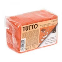 Губки для посуды, поролон/абразив, 80*60*25 мм, 5 шт, оранжевые/Tutto, 17785