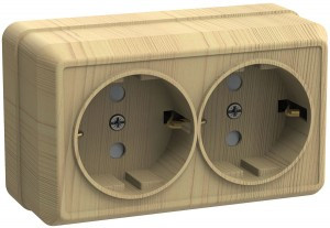 IEK ОКТАВА роз. ОУ 2 мест. с з/к 16А СОСНА (светлое дерево) РС22-3-ОС