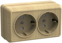 IEK ОКТАВА роз. ОУ 2 мест. с з/к 16А СОСНА (светлое дерево) РС22-3-ОС