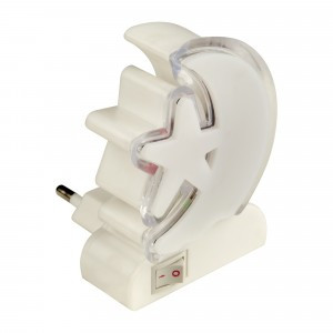 Uniel DTL-301 ночник 0.5W 4LED RGB Месяц со звездочкой, 220V, пластик, с выкл., BL