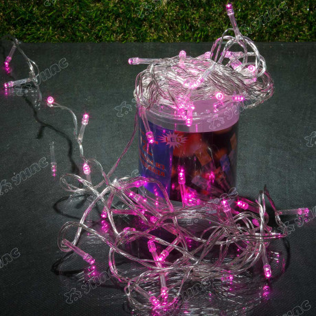 Гирлянда LED L-0-10 72 ламп прозрачный провод розовый