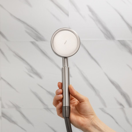 Лейка для душа водосберегающая, 1 режим, 80мм, микроточки, нержавеющая сталь 304, сатин