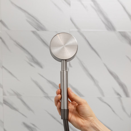 Лейка для душа водосберегающая, 1 режим, 80мм, микроточки, нержавеющая сталь 304, сатин