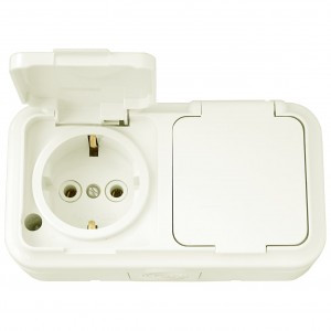 Bylectrica ПРАЛЕСКА АКВА блок (роз. 2 мест. ОУ земля IP54 беж., (РА16-303 беж.)