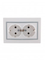 Lezard Мира роз. СУ 2 мест. 16А бел. с серой вставкой (земля, керамика, корпус PC) 701-0215-127