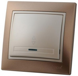 Lezard Мира выкл.СУ 1кл.10А (проходн., инд.) корич.металлик с перламутр.встав.(корп.PC) 701-3130-114