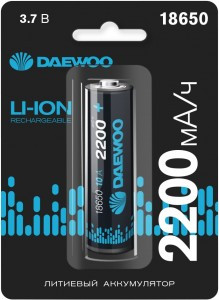 Ак-р Daewoo 18650 2200 mAh, 10A без защиты VK1 18,6*67 BL1