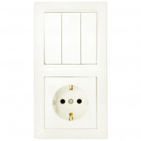 Bylectrica СТИЛЬ Блок (3 выкл. + роз.заз.конт.) СУ беж., (3В-РЦ-695 беж.)