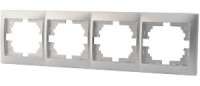 Lezard DERIY рамка 4 мест. горизонт. металлик серый