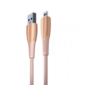 BY Кабель для зарядки Сириус Micro USB, 1м, 3А, Быстрая зарядка QC3.0, штекер металл, розовый