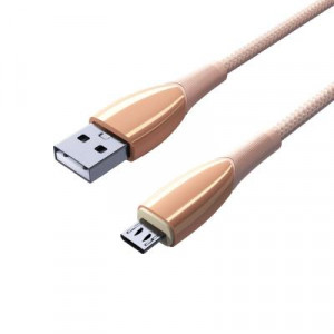 BY Кабель для зарядки Сириус Micro USB, 1м, 3А, Быстрая зарядка QC3.0, штекер металл, розовый