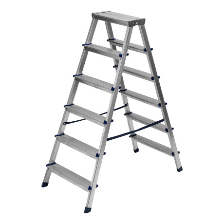 Стремянка двусторонняя 6 ступеней, алюминиевая, Сибртех
