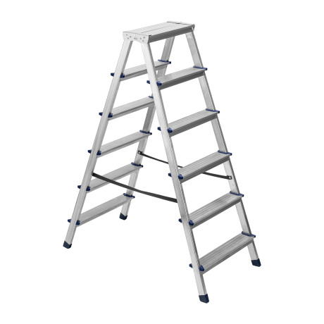 Стремянка двусторонняя 6 ступеней, алюминиевая, Сибртех