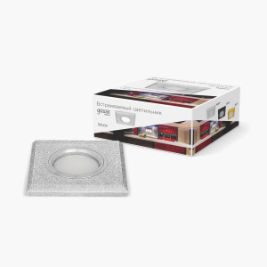 Gauss RR009 св-к встр. MR16 Квадрат блестки 90(70)x25 Кристалл cеребро/Хром