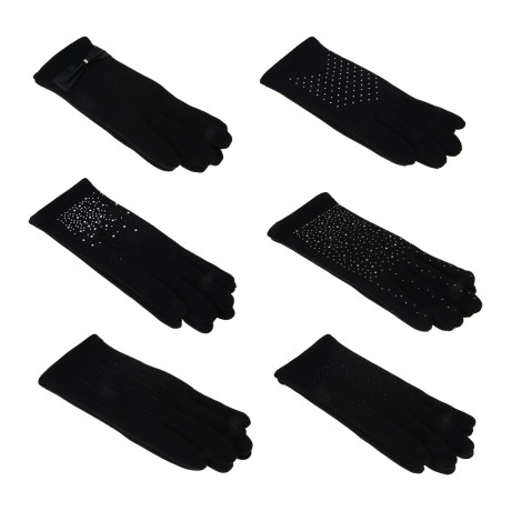 GALANTE Перчатки женские контактные, р.18-20, 50% полиэстер, 50% хлопок, черные, ОЗ25-01