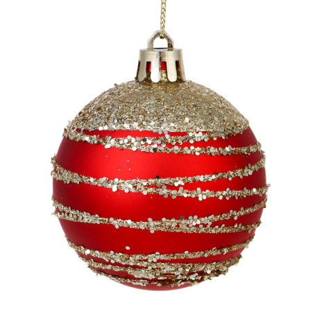 СНОУ БУМ Набор шаров 6 см, 6 шт, красный с золотом, 26-105