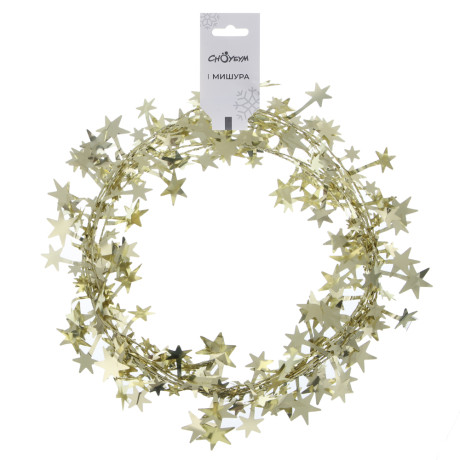 СНОУ БУМ Мишура на леске 270 см, ПЭТ, цвета в ассортименте золото, серебро, белый, 26-337