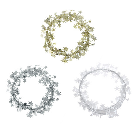 СНОУ БУМ Мишура на леске 270 см, ПЭТ, цвета в ассортименте золото, серебро, белый, 26-337