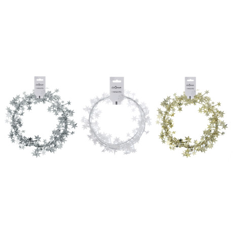 СНОУ БУМ Мишура на леске 270 см, ПЭТ, цвета в ассортименте золото, серебро, белый, 26-337