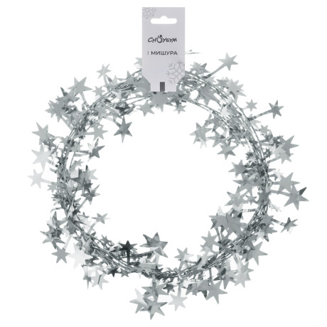 СНОУ БУМ Мишура на леске 270 см, ПЭТ, цвета в ассортименте золото, серебро, белый, 26-337