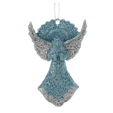 СНОУ БУМ Подвеска декоративная "Ангел" 13 см, пластик, глиттер, голубой