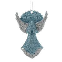 СНОУ БУМ Подвеска декоративная &quot;Ангел&quot; 13 см, пластик, глиттер, голубой