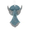 СНОУ БУМ Подвеска декоративная "Ангел" 13 см, пластик, глиттер, голубой