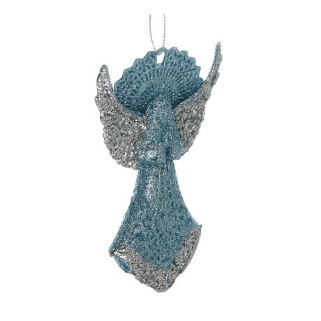 СНОУ БУМ Подвеска декоративная "Ангел" 13 см, пластик, глиттер, голубой