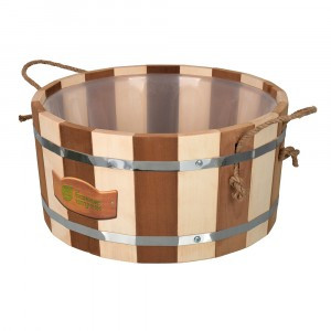 Ушат "шайка" 15л "С лёгким паром" с пластиковой вставкой "Контраст", липа, 31147 Банные штучки