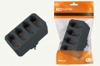 TDM разветвитель (тройник) 4 роз. 2,5 А под плоскую вилку, земля,  черный SQ1806-0303