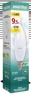 Smartbuy Свеча на ветру C37 E14 9.5W(760lm) 3000K 3K матовая пластик SBL-C37Can-9_5-30K-E14