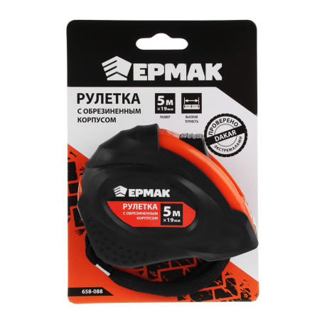 ЕРМАК Рулетка с обрезиненным корпусом, 5м х 19мм