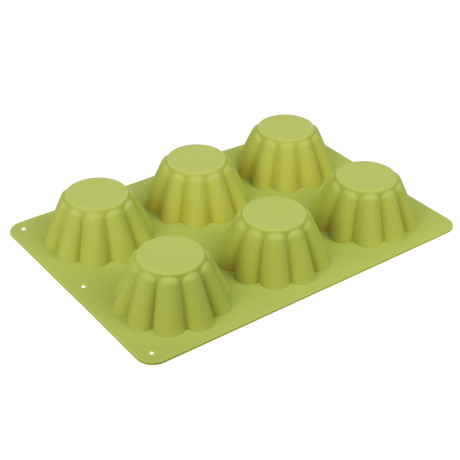 VETTA Форма силиконовая 6 ячеек, для кексов, гофрированная, 25.5x18x3.5см, 3 цвета