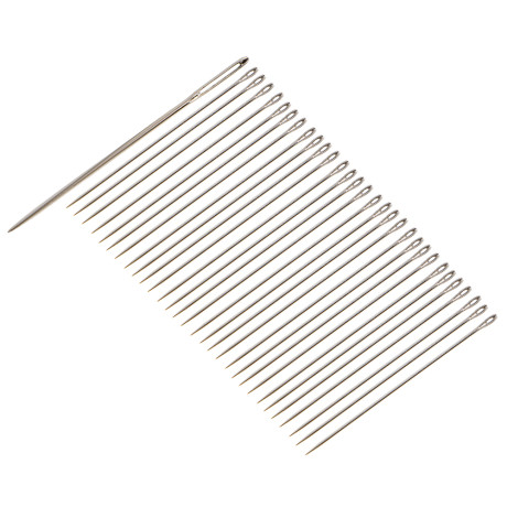 Набор игл 60шт для шитья + нитевдеватель, сталь, арт НС-025