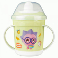 Поильник с ручками, декором и защитной крышкой 320мл "МАЛЫШАРИКИ" салатовый 431337110 Бытпласт