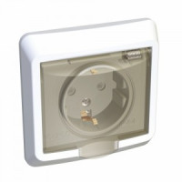 Systeme Electric Этюд роз. СУ 1 мест. бел. (пл.осн., земля, штор., крыш, IP44) PC16-044B (14!)