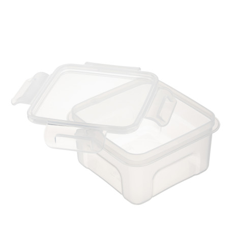 Контейнер для продуктов с защелками квадратный 0,6л, пластик