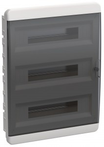 IEK TEKFOR бокс (корпус) пластик. ЩРВ-П-54 мод. встраиваемый, прозр. черная дверь IP41